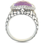 Scott Kay Sterling Silver Diamond and Amethyst Dome Ring R1375SPAADL