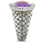 Scott Kay Sterling Silver Diamond and Amethyst Dome Ring R1375SPAADL