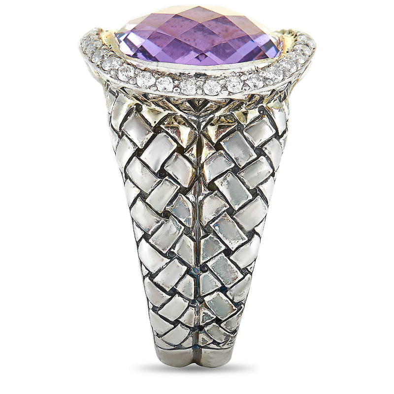 Scott Kay Sterling Silver Diamond and Amethyst Dome Ring R1375SPAADL