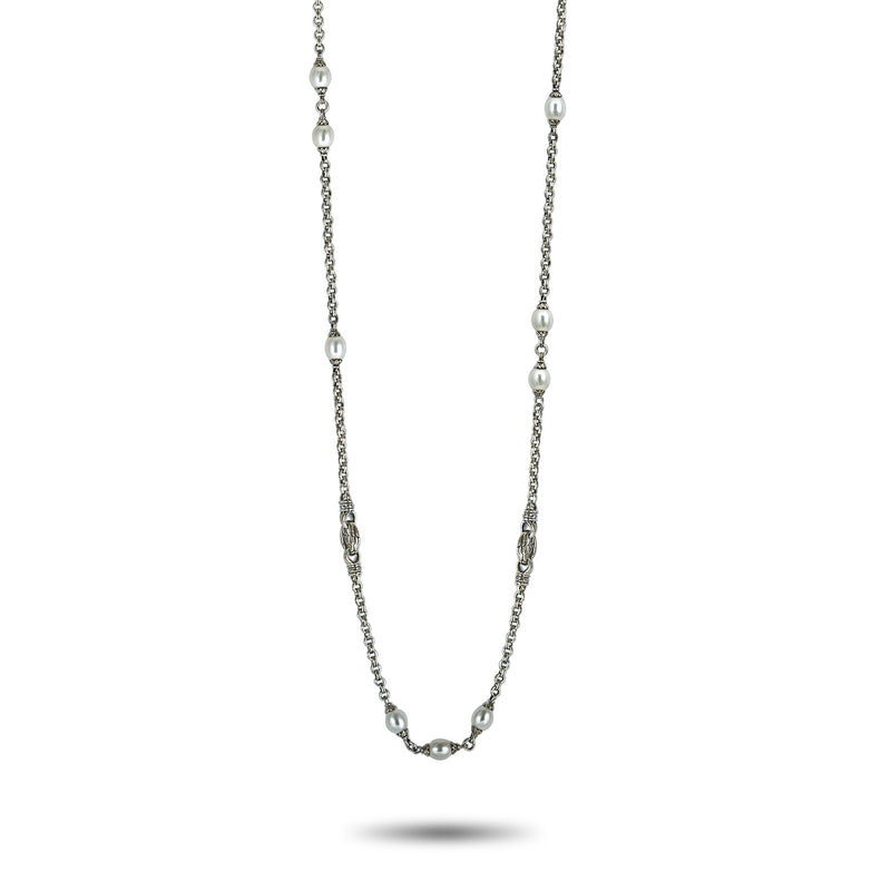 Scott Kay Sterling Silver and Pearl Chain Long Necklace N1717SPBPM54