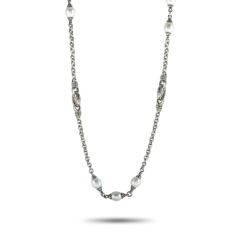 Scott Kay Sterling Silver and Pearl Chain Long Necklace N1717SPBPM54