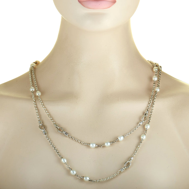 Scott Kay Sterling Silver and Pearl Chain Long Necklace N1717SPBPM54