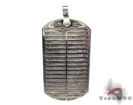 14K White Gold Iced Diamond Dog Tag, view 5