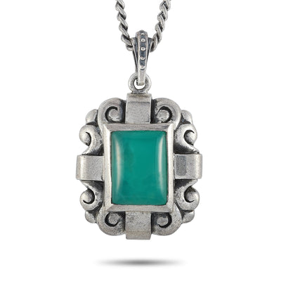 King Baby Silver and Chrysoprase Scrollwork Pendant Necklace K10-3207CHR