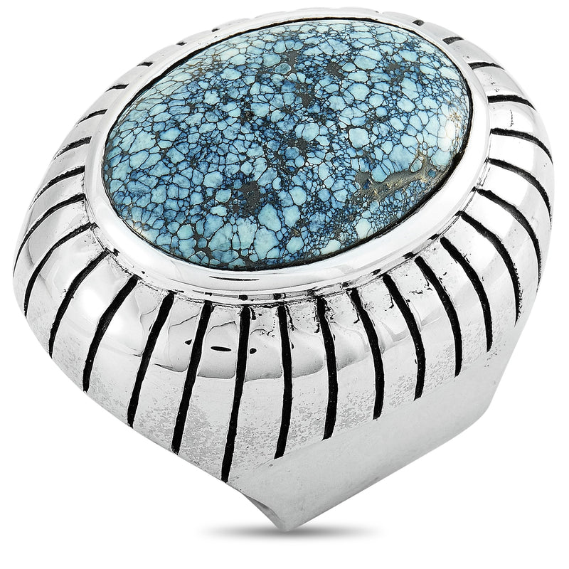 King Baby Silver and Spotted Turquoise Ring K20-5224