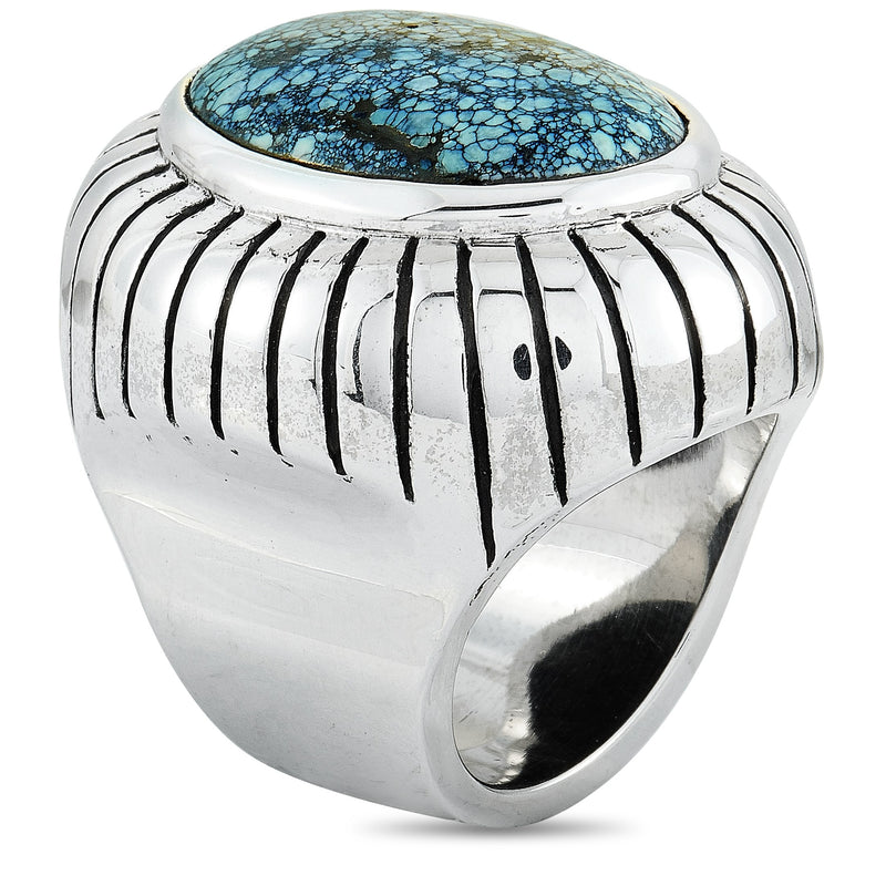 King Baby Silver and Spotted Turquoise Ring K20-5224