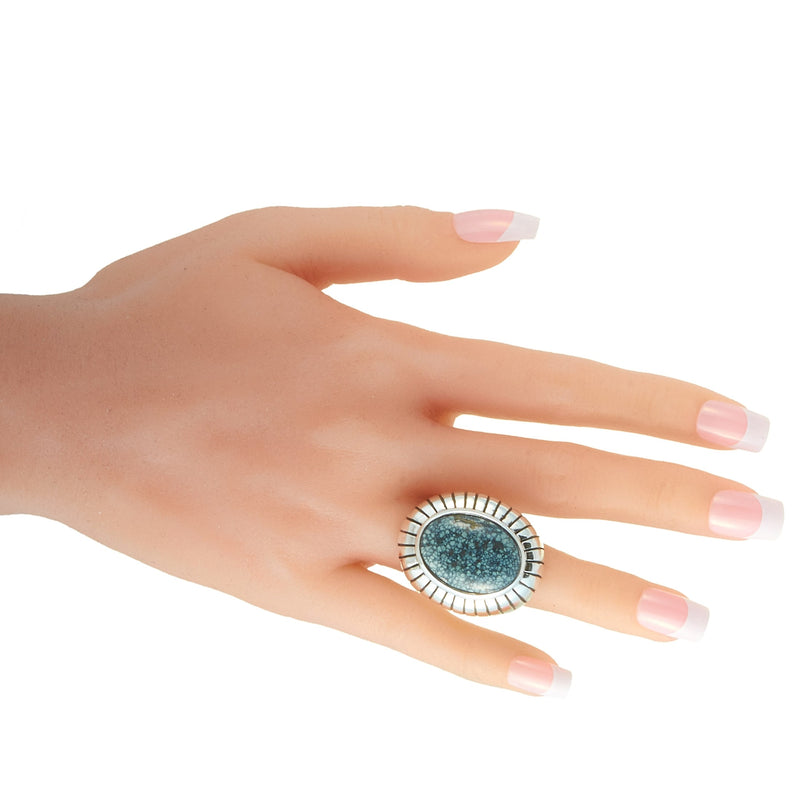 King Baby Silver and Spotted Turquoise Ring K20-5224