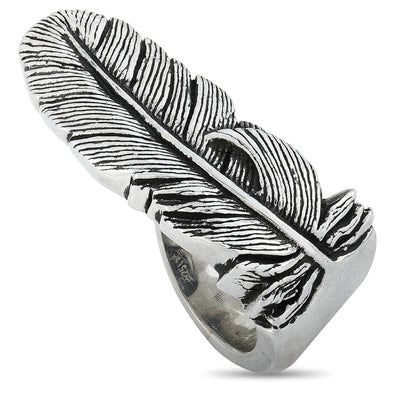 King Baby Raven Feather Silver Ring K20-5712