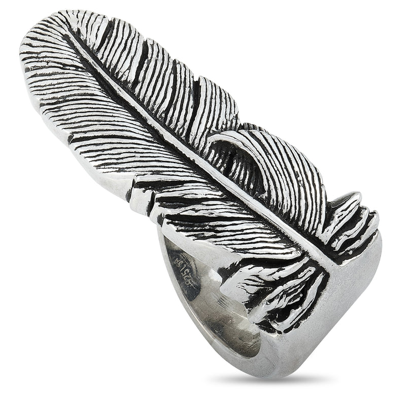 King Baby Raven Feather Silver Ring K20-5712