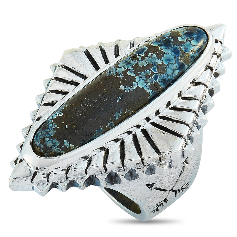 King Baby Concho Silver and Spotted Turquoise Ring K20-5870