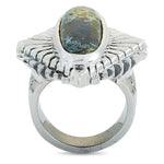 King Baby Concho Silver and Spotted Turquoise Ring K20-5870