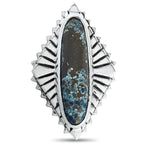 King Baby Concho Silver and Spotted Turquoise Ring K20-5870