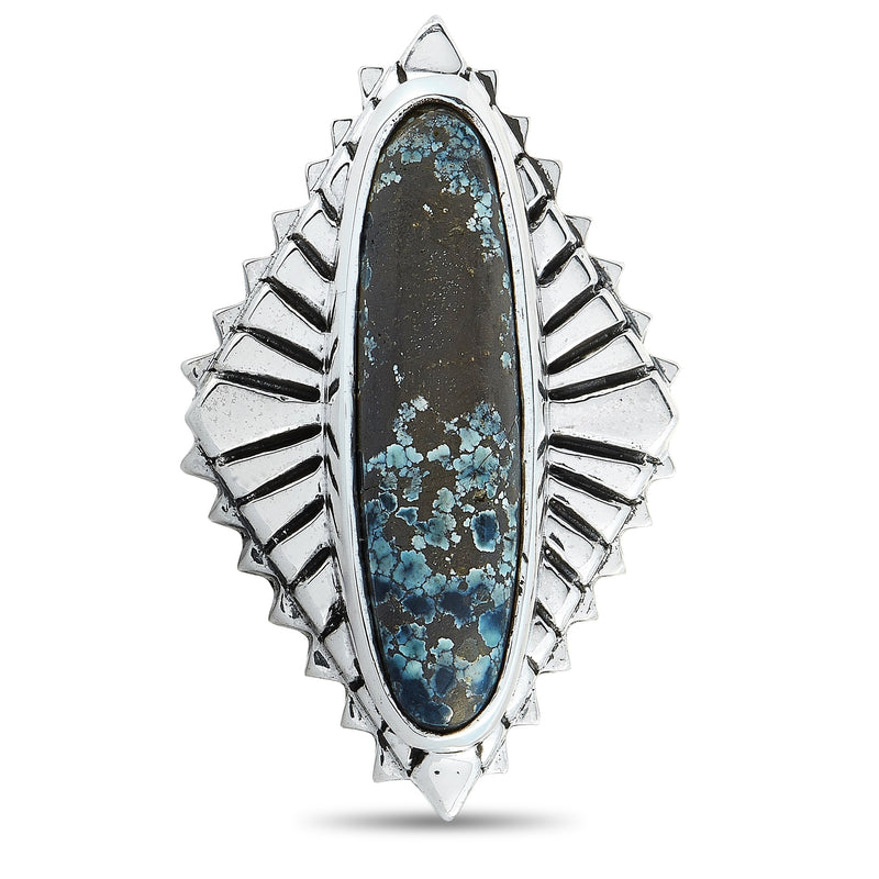 King Baby Concho Silver and Spotted Turquoise Ring K20-5870