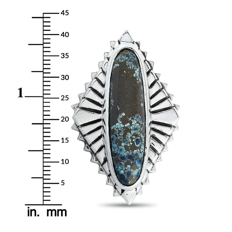 King Baby Concho Silver and Spotted Turquoise Ring K20-5870
