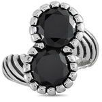King Baby Silver and Black Cubic Zirconia Twisted Pattern Ring K20-5929B