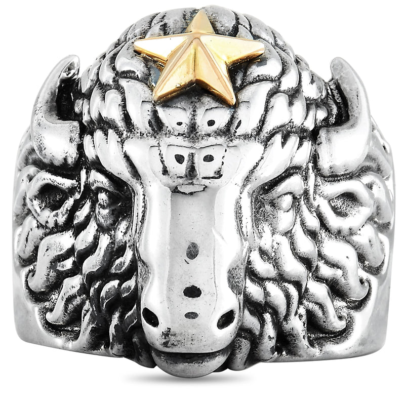 King Baby Sterling Silver Star Buffalo Ring K20-5985