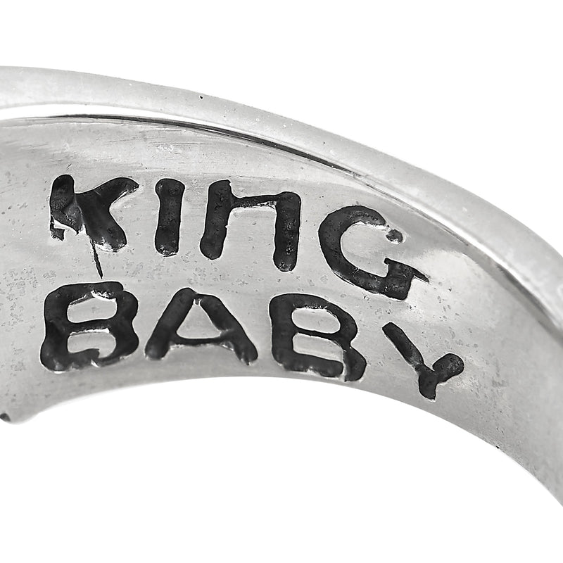King Baby Silver and Blue Topaz Floral Pattern Ring K20-5932C
