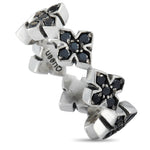 King Baby Silver and Black Cubic Zirconia MB Cross Ring Q20-5632B