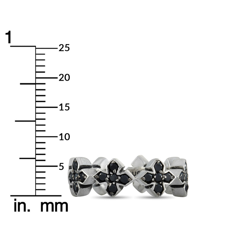 King Baby Silver and Black Cubic Zirconia MB Cross Ring Q20-5632B