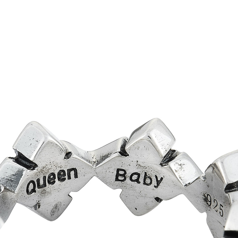 King Baby Silver and Black Cubic Zirconia MB Cross Ring Q20-5632B