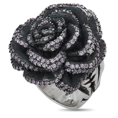 King Baby Silver and Pink Cubic Zirconia Rose Ring Q20-5076PCZ