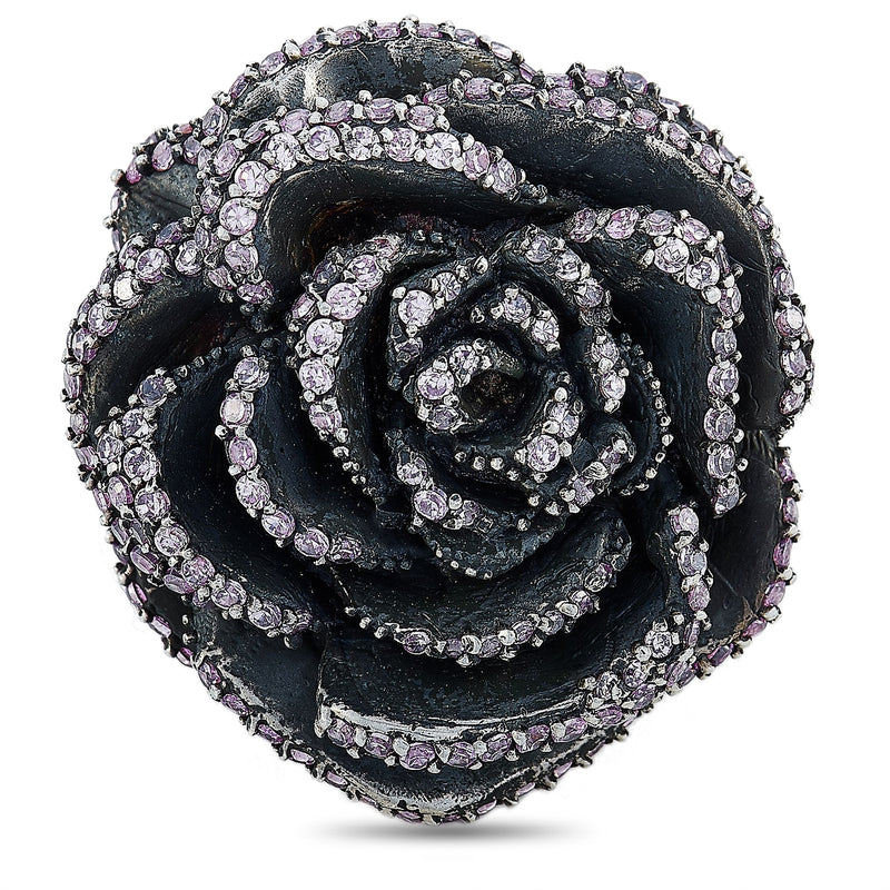King Baby Silver and Pink Cubic Zirconia Rose Ring Q20-5076PCZ