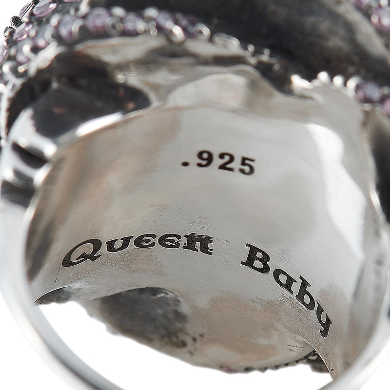 King Baby Silver and Pink Cubic Zirconia Rose Ring Q20-5076PCZ