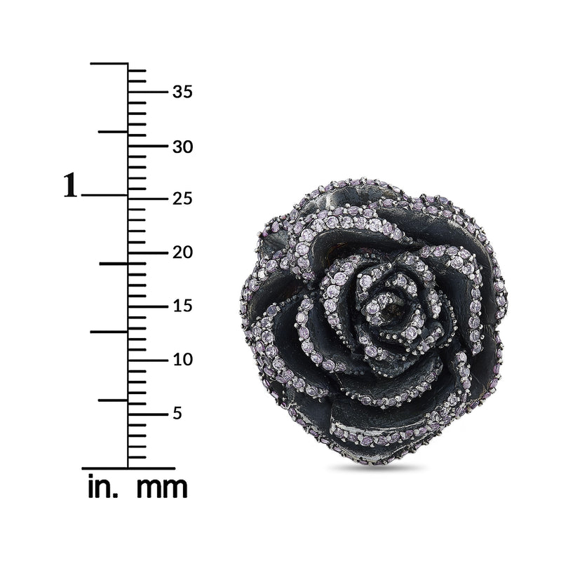King Baby Silver and Pink Cubic Zirconia Rose Ring Q20-5076PCZ