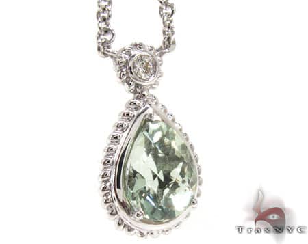Green Quartz Diamond Necklace 18901 - Image 2