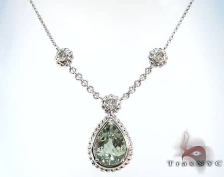 Green Quartz Diamond Necklace 18901 - Image 3