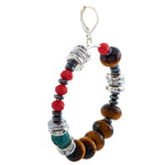 King Baby Silver Ceramic, Hematite and Czech Glass Bead Hoop Earrings K60-9119
