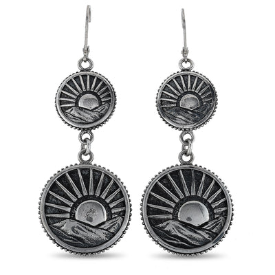 King Baby Silver Sun Concho Earrings K60-9121