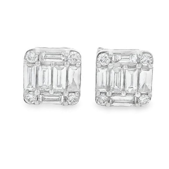18K Gold Baguette Diamond Earrings 66732 – TraxNYC