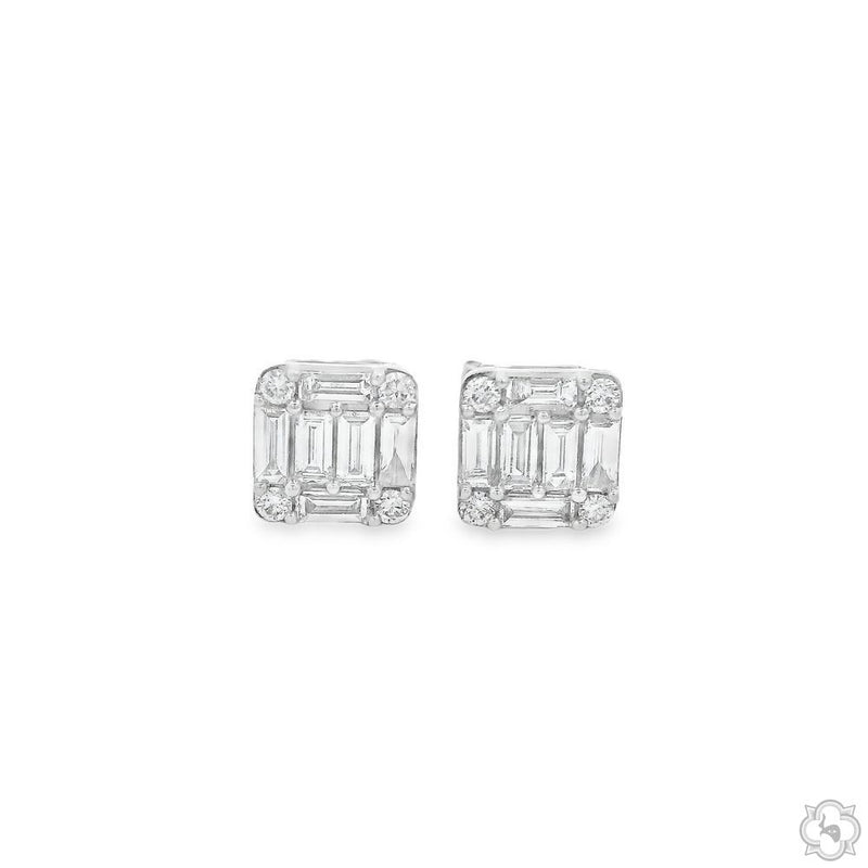 18K Gold Baguette Diamond Earrings 66732
