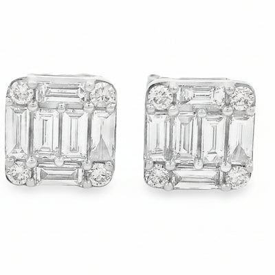 18K Gold Baguette Diamond Earrings 66732