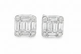 18K Gold Baguette Diamond Earrings 66732