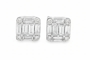 18K Gold Baguette Diamond Earrings