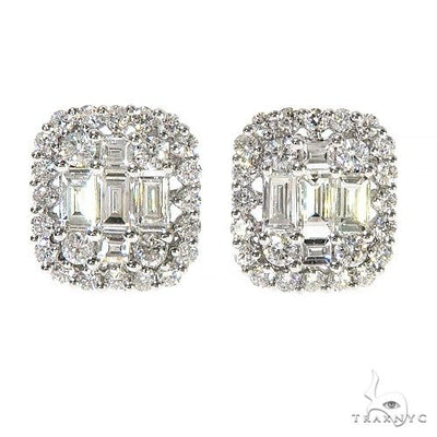 18K Gold Baguette Diamond Earrings 67302 - Image 1