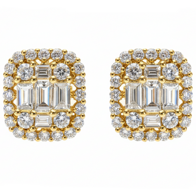 18K Gold Baguette Diamond Earrings 67302