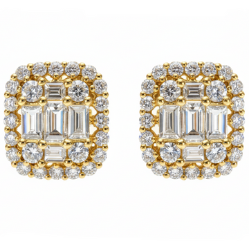 18K Gold Baguette Diamond Earrings