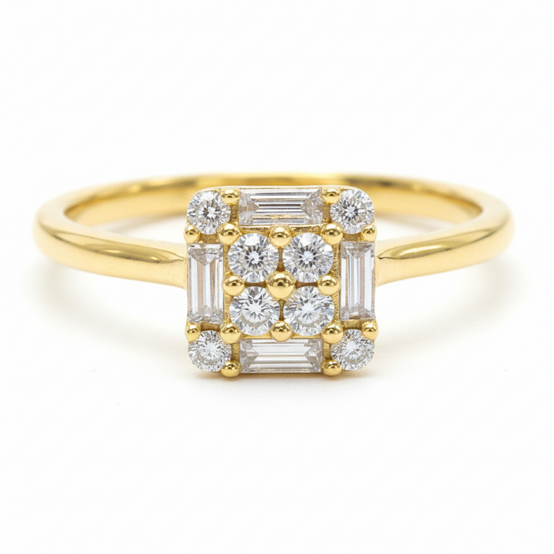 18K Gold Baguette Diamond Engagement Ring 67296