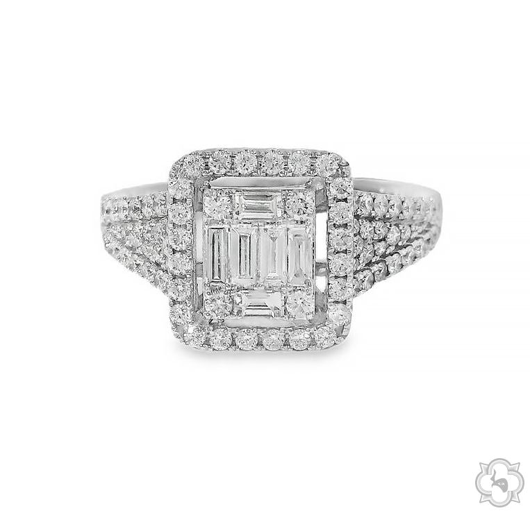 18K Gold Baguette Diamond Engagement Ring 67635 - Image 1