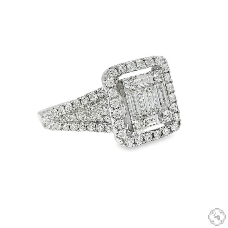 18K Gold Baguette Diamond Engagement Ring, photo 3 of 7