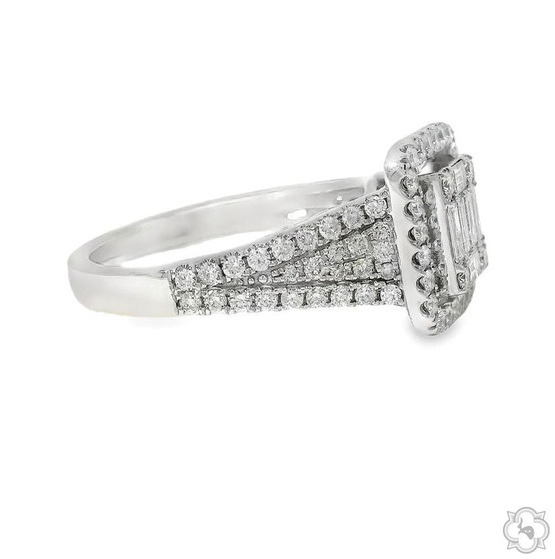 18K Gold Baguette Diamond Engagement Ring, photo 4 of 7