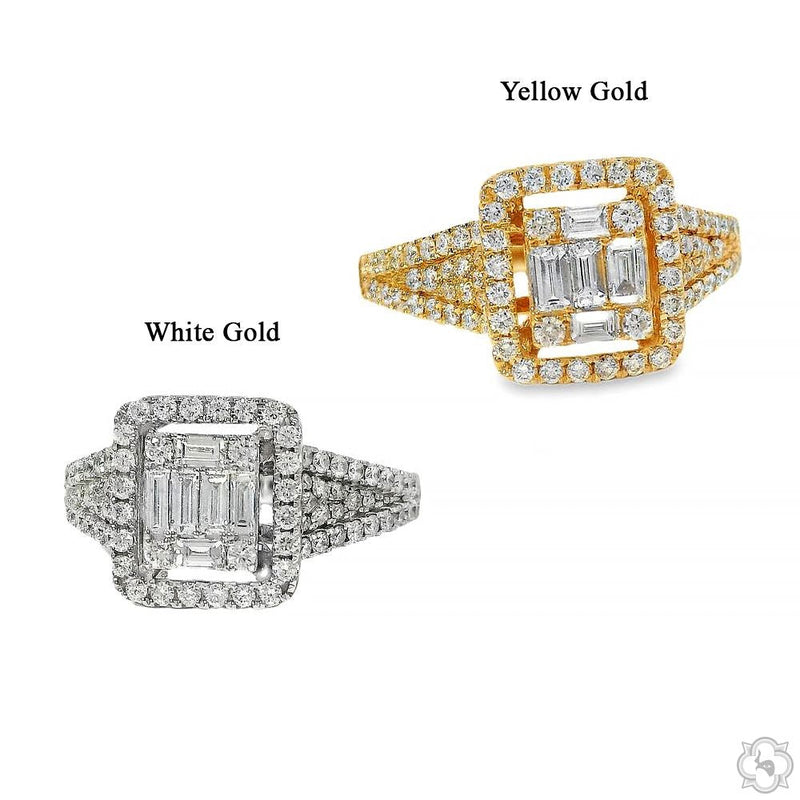 18K Gold Baguette Diamond Engagement Ring 67635 - Image 6