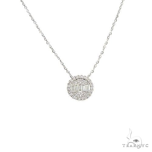 18K Gold Baguette Diamond Necklace With Adjustable Chain 67306 - Image 1