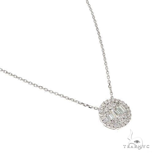 18K Gold Baguette Diamond Necklace With Adjustable Chain 67306 - Image 2