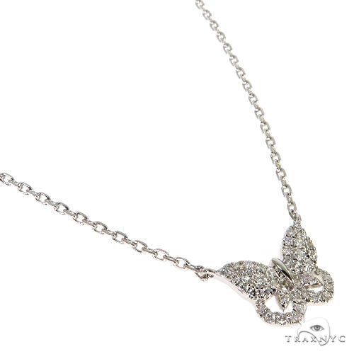 18K Gold Butterfly Baguette Diamond Necklace 67916 - Image 2