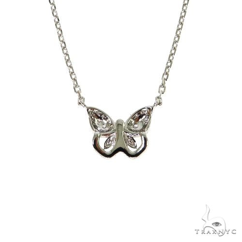 18K Gold Butterfly Baguette Diamond Necklace, photo 4 of 5