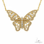 18K Gold Baguette Diamond Butterfly Necklace 68508 - Image 1